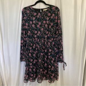 mimi & daphne cottagecore flirty sheer floral modest summer midi dress size L